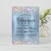 Niedliche iridescicerese blaue Imitate Glitzer Wei Einladung (Stehend Vorderseite)