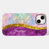 Niedliche iridestische Fuchsia-Imitate Glitzer Mon Case-Mate iPhone Hülle (Rückseite (Horizontal))