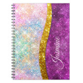 Niedliche iridestische Fuchsia-Imitate Glitzer Mon Notizblock (Vorderseite)