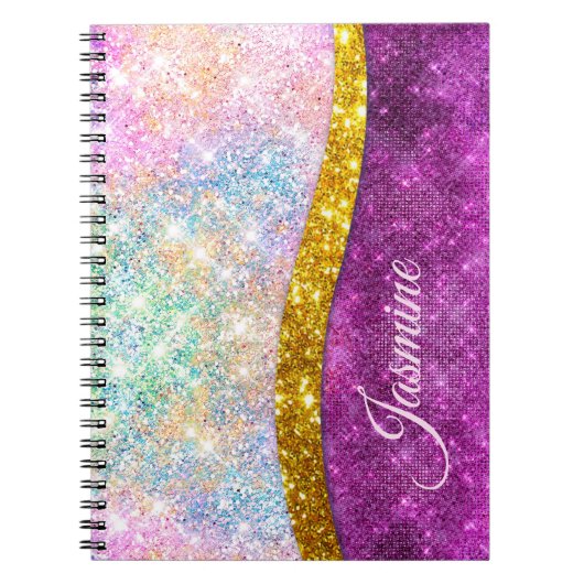 Niedliche iridestische Fuchsia-Imitate Glitzer Mon Notizblock (Vorderseite)