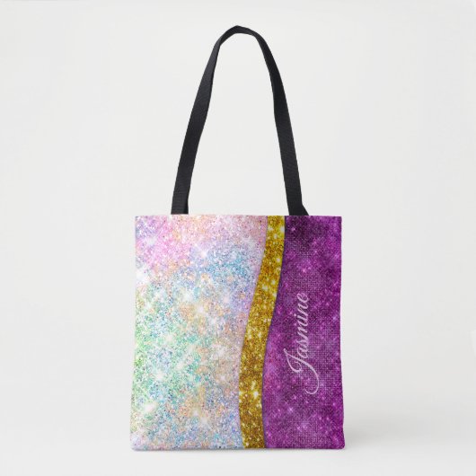 Niedliche iridestische Fuchsia-Imitate Glitzer Mon Tasche (Vorderseite)