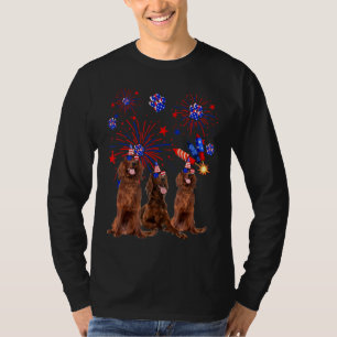 Niedliche irische Setter Hunde Amerikanische Flagg T-Shirt