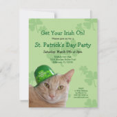 Niedliche Irish Cat St. Patrick's Day Party Einlad Einladung (Vorderseite)