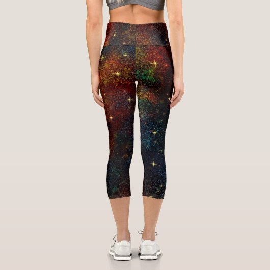 Niedliche irisierende farbige Imitat Glitzer Monog Capri Leggings (Rückseite)