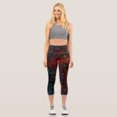 Niedliche irisierende farbige Imitat Glitzer Monog Capri Leggings (Vorderseite)