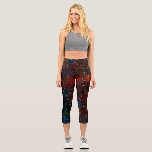 Niedliche irisierende farbige Imitat Glitzer Monog Capri Leggings (Vorderseite)