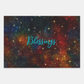 Niedliche irisierende farbige Imitat Glitzer Monog Geschenkpapier Set (Vorderseite 3)