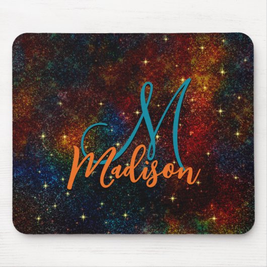 Niedliche irisierende farbige Imitat Glitzer Monog Mousepad (Vorne)