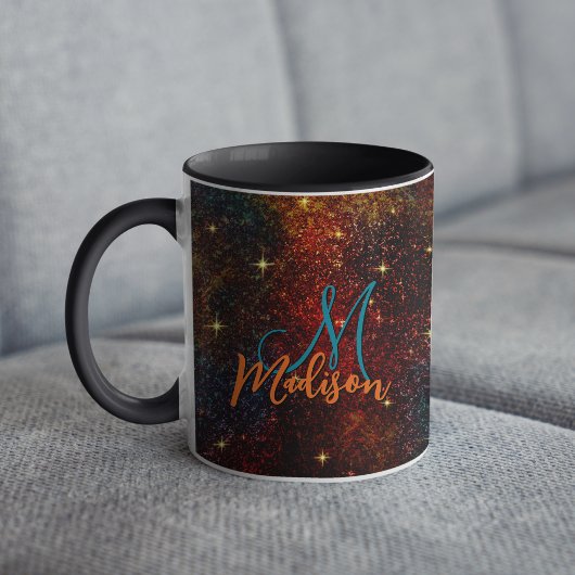 Niedliche irisierende farbige Imitat Glitzer Monog Tasse