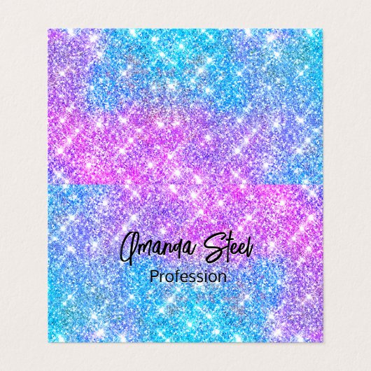 Niedliche irisierende farbige Imitat Glitzer Monog Visitenkarten (Außenseite Aufgefaltet)