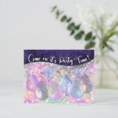 Niedliche irisierende Glitzer Weihnachts-Party-Bal Postkarte (Stehend Vorderseite)