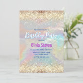 Niedliche irisierende Imitate Gold Glitzer Einladung (Stehend Vorderseite)