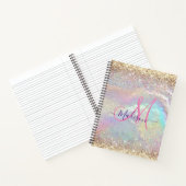 Niedliche irisierende Imitate Gold Glitzer Monogra Notizblock (Innenseite)