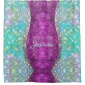 Niedliche irisierende lila aquamarine Imitat Glitz Duschvorhang (Vorderseite)