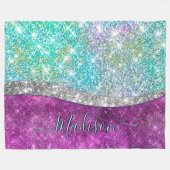 Niedliche irisierende lila aquamarine Imitat Glitz Fleecedecke (Vorderseite (Horizontal))