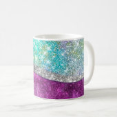 Niedliche irisierende lila aquamarine Imitat Glitz Kaffeetasse (VorderseiteRechts)