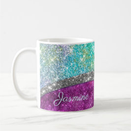 Niedliche irisierende lila aquamarine Imitat Glitz Kaffeetasse
