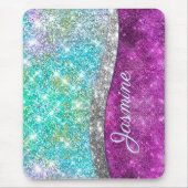 Niedliche irisierende lila aquamarine Imitat Glitz Mousepad (Vorne)