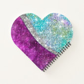 Niedliche irisierende lila aquamarine Imitat Glitz Notizblock (Rückseite)