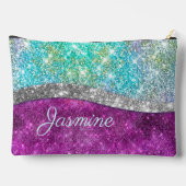 Niedliche irisierende lila aquamarine Imitat Glitz Zubehörtasche (Rückseite)