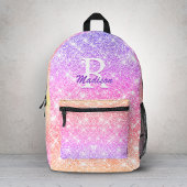 Niedliche irisierende ombre lila gelbe Imitat Glit Bedruckter Rucksack