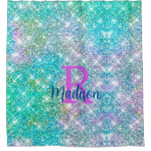 Niedliche irisierende, unicorblau Imitate Glitzer  Duschvorhang (Vorderseite)