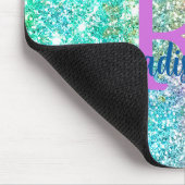 Niedliche irisierende, unicorblau Imitate Glitzer Mousepad (Ecke)