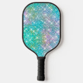 Niedliche irisierende, unicorblau Imitate Glitzer Pickleball Schläger (Rückseite)