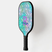 Niedliche irisierende, unicorblau Imitate Glitzer Pickleball Schläger (Links)