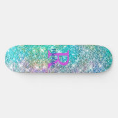 Niedliche irisierende, unicorblau Imitate Glitzer  Skateboard (Horizontal)