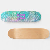 Niedliche irisierende, unicorblau Imitate Glitzer  Skateboard (Horizontal)