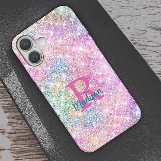 Niedliche irisierende, unicorfarbene Imitate Glitz Case-Mate iPhone Hülle