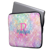 Niedliche irisierende, unicorfarbene Imitate Glitz Laptopschutzhülle (Vorderseite Links)