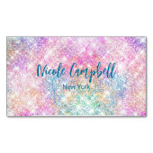Niedliche irisierende, unicorfarbene Imitate Glitz Magnetische Visitenkarte (Vorderseite)