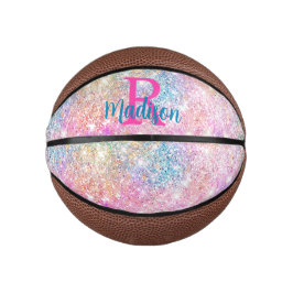 Niedliche irisierende, unicorfarbene Imitate Glitz Mini Basketball