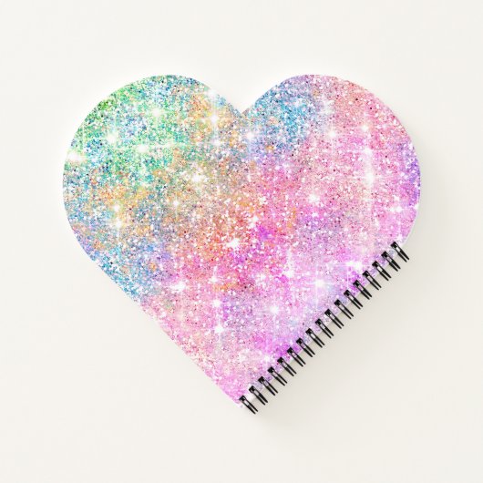 Niedliche irisierende, unicorfarbene Imitate Glitz Notizblock (Rückseite)