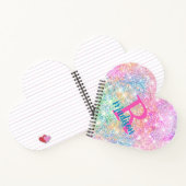 Niedliche irisierende, unicorfarbene Imitate Glitz Notizblock (Innenseite)