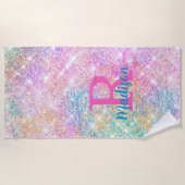 Niedliche irisierende, unicorfarbene Imitate Glitz Strandtuch (Vorderseite)