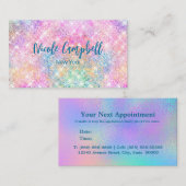 Niedliche irisierende, unicorfarbene Imitate Glitz Terminkarte (Vorne/Hinten)