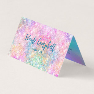 Niedliche irisierende, unicorfarbene Imitate Glitz Visitenkarten