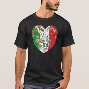 Niedliche italienische Flag Karte Herzstück Italie T-Shirt