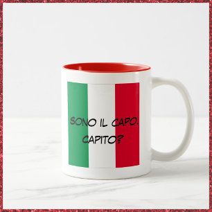 Niedliche italienische Flagge Ich bin der Boss auf Zweifarbige Tasse