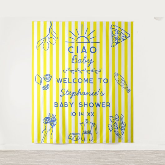 Niedliche italienische Themendusche Ciao Babyhinte Wandteppich (Vorderseite)