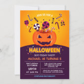 Niedliche Jack-O-Laterne Kinderfeier Halloween Geb Einladung (Vorderseite)