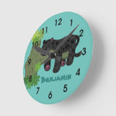 Niedliche Jaguar-Panther-Katze-Cartoon-Illustratio Runde Wanduhr (Winkel)