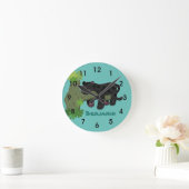 Niedliche Jaguar-Panther-Katze-Cartoon-Illustratio Runde Wanduhr (Zuhause)