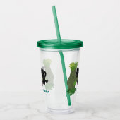 Niedliche Jaguar-Schwarzpanther-Katze-Cartoon-Abbi Acryltrinkbecher (Links)