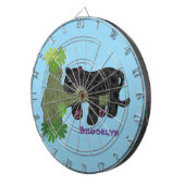 Niedliche Jaguar-Schwarzpanther-Katze-Cartoon-Abbi Dartscheibe (Vorderseite rechts)