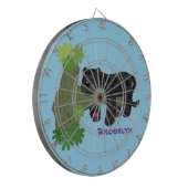 Niedliche Jaguar-Schwarzpanther-Katze-Cartoon-Abbi Dartscheibe (Vorderseite Links)