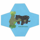 Niedliche Jaguar-Schwarzpanther-Katze-Cartoon-Abbi Fußball (Flach)